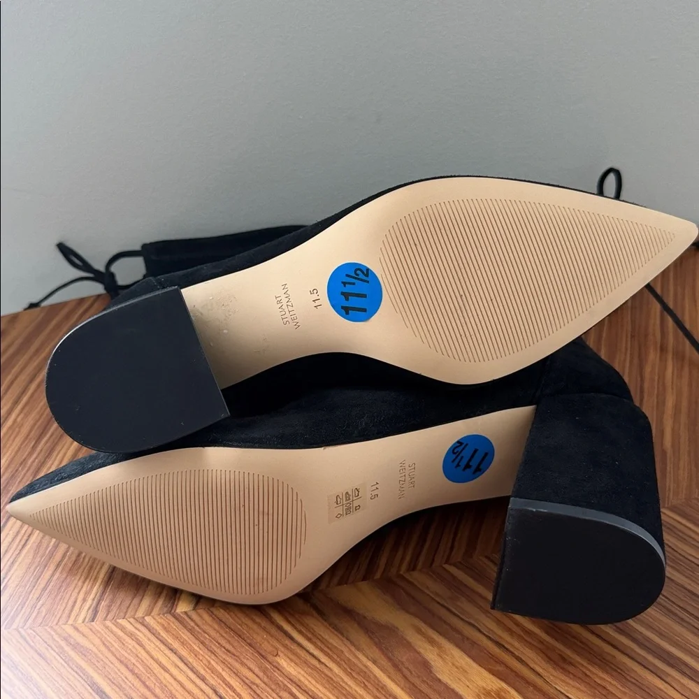 NWT Stuart Weitzman Avenue 85 City Block Booties Suede Size 11.5 Black - Picture 13 of 15